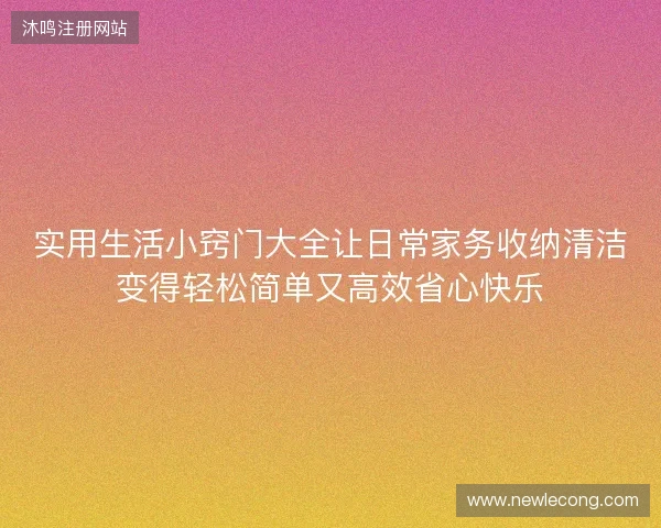 实用生活小窍门大全让日常家务收纳清洁变得轻松简单又高效省心快乐